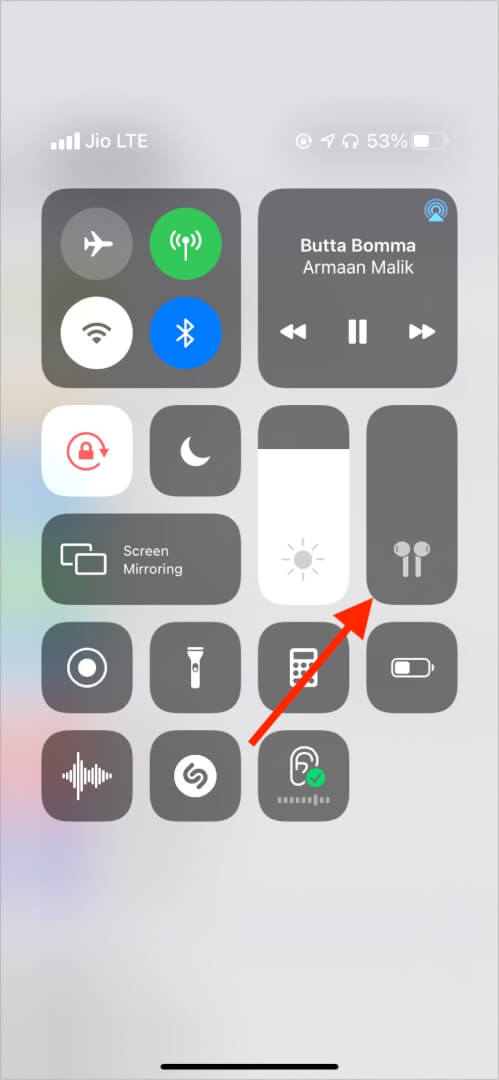 Use Control Center to set volume to zero