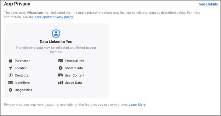 Apple Privacy Labels Screenshot