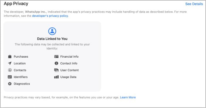 Apple privacy labels screenshot