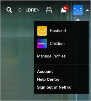 Click Manage Profiles in Netflix on desktop