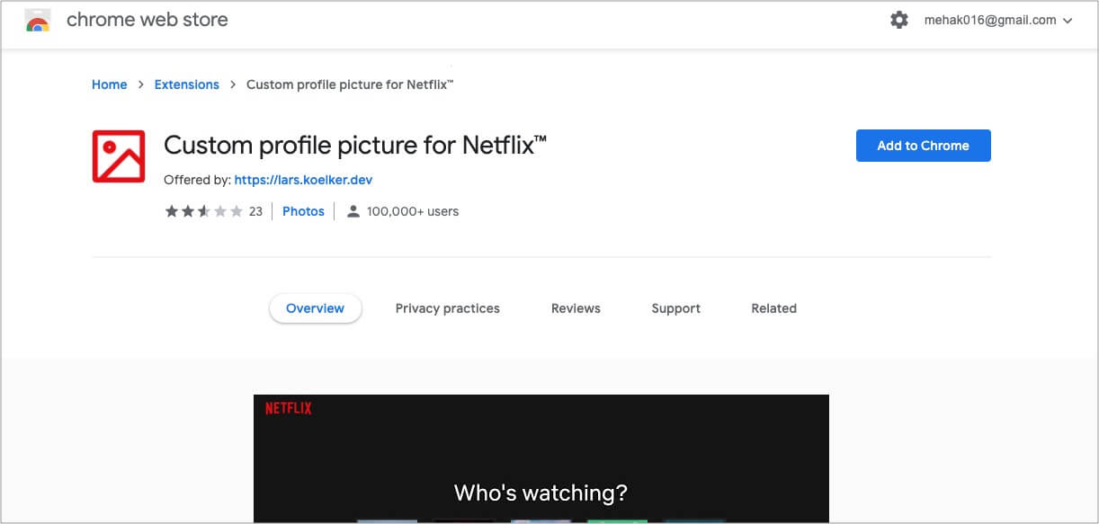 Download Custom Profile Picture for Netflix Chrome extension