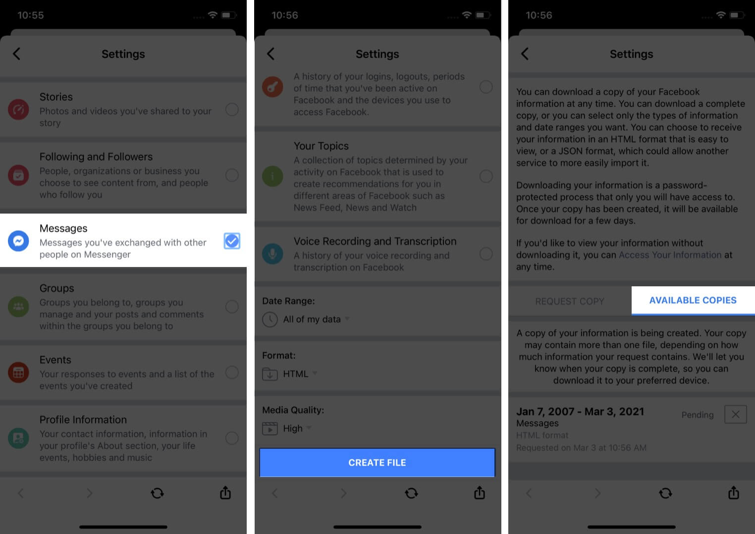 how to find call history in facebook messenger