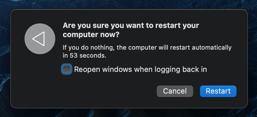 Reboot your Mac