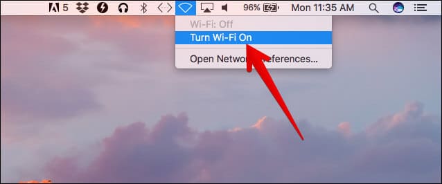Turn On WiFi on Mac