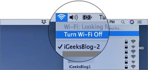 Turn off WiFi on Mac