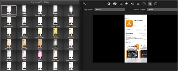 Use iMovie effects in a video clip on Mac
