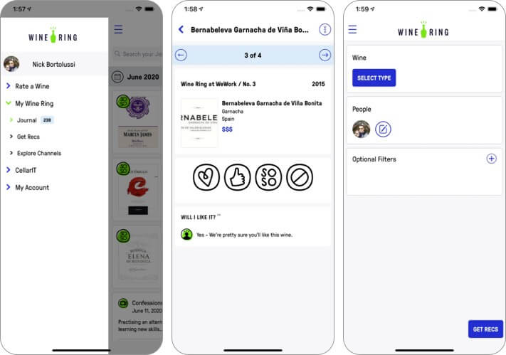 Wine Ring best wine app for iPhone screenshot