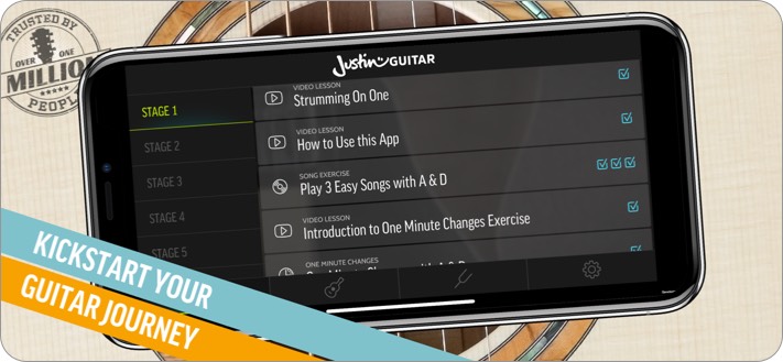 Best iPhone and iPad apps to learn music 2024 justin guitar learning app screenshot