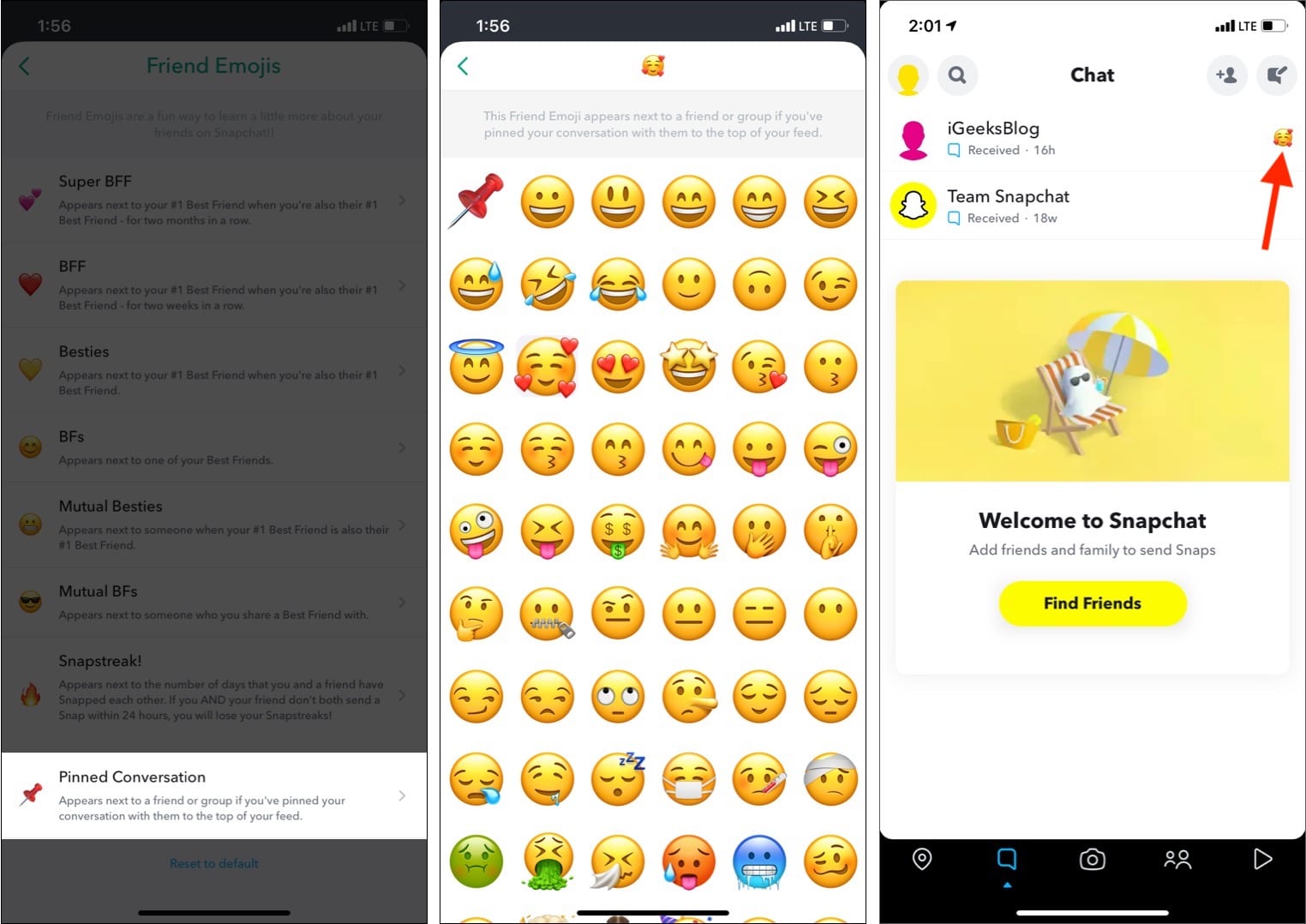 Tap Pinned Conversation choose any emoji to change pin emoji for pinned chats