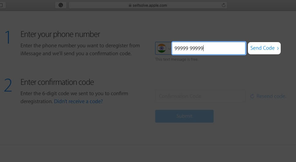 type cell number and click on send code