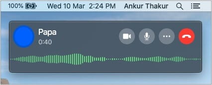 WhatsApp call controls on Mac