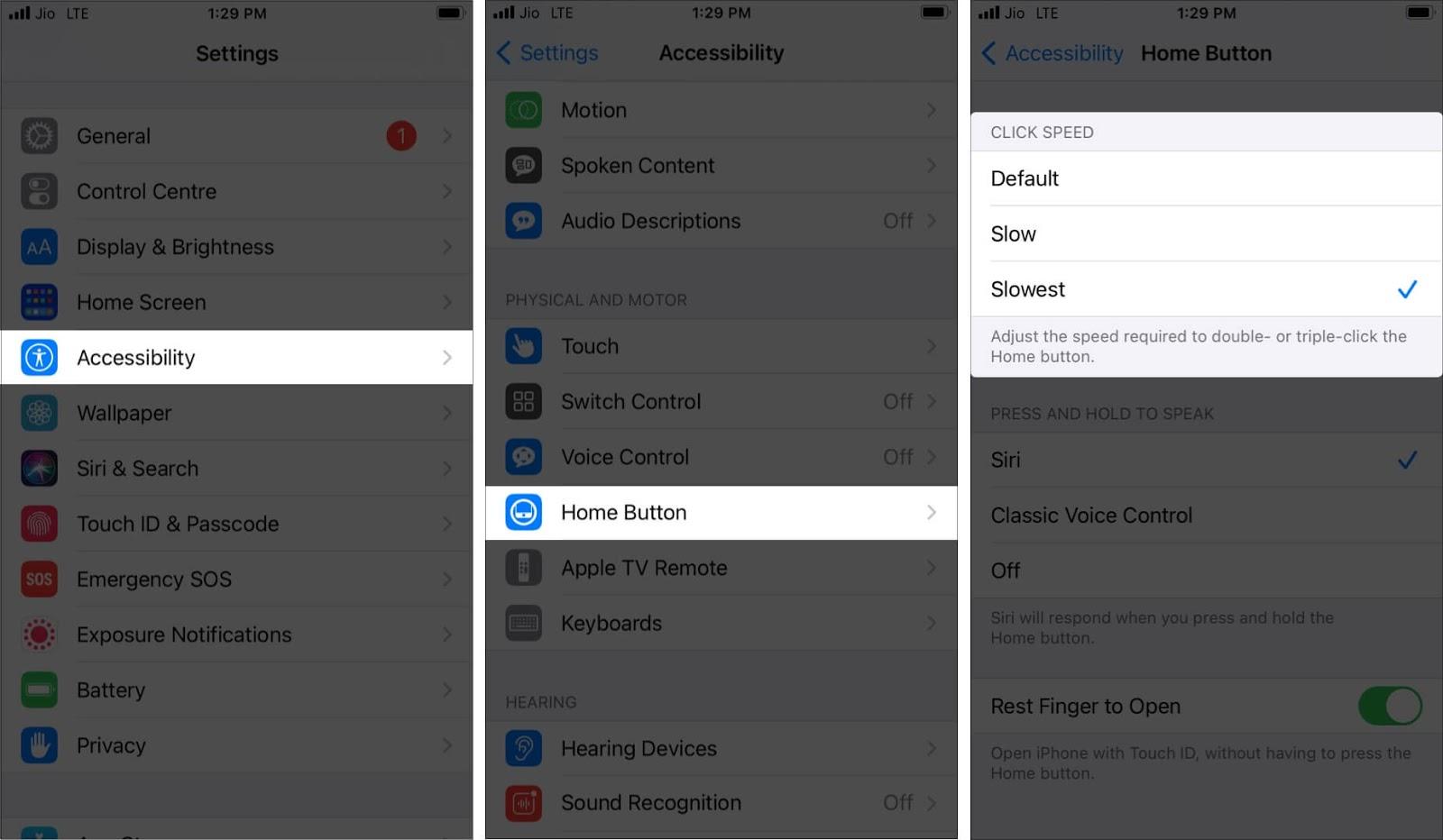 How to adjust the iPhone Home button click speed