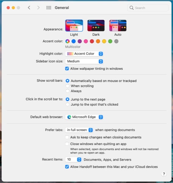 Ändern Sie den Akzent und markieren Sie die Farben in macOS big sur