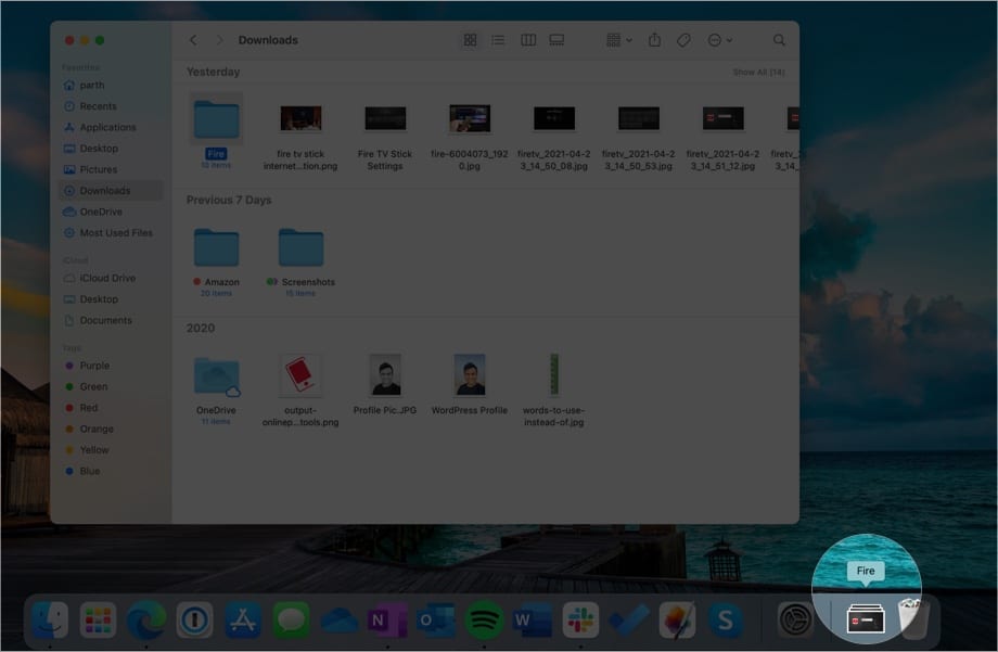 Click it to view and access all the files from Mac Dock menu