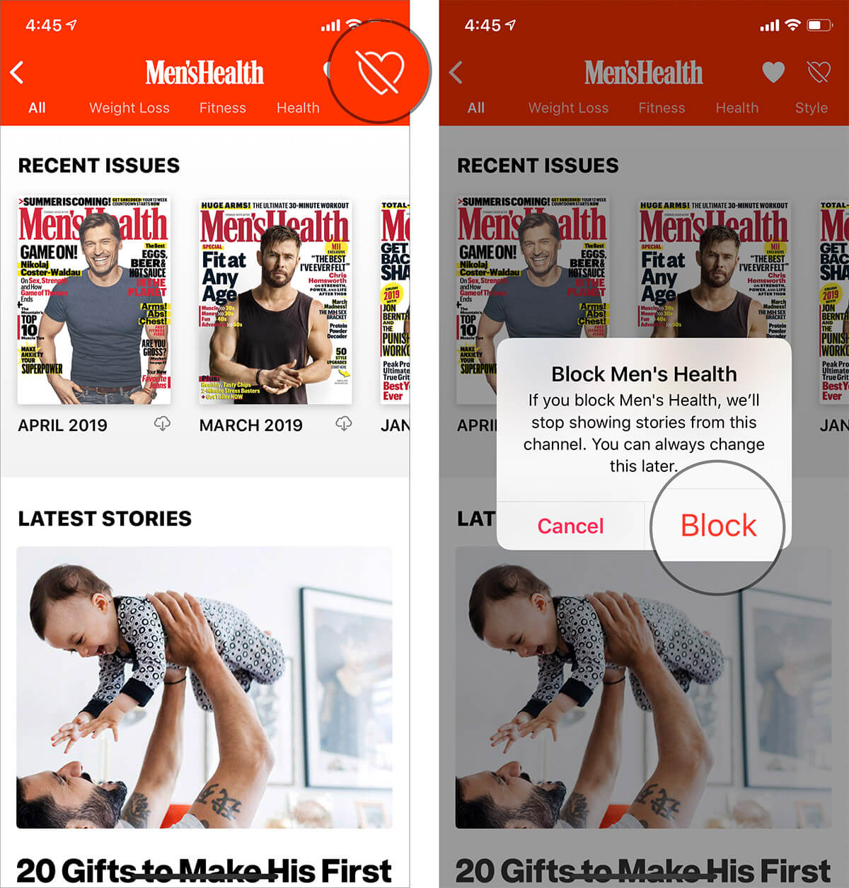Block a channel or topic in apple news app