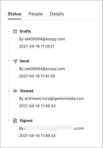 Verfolgen Sie Details wie E-Mails in der Wondershare Document Cloud