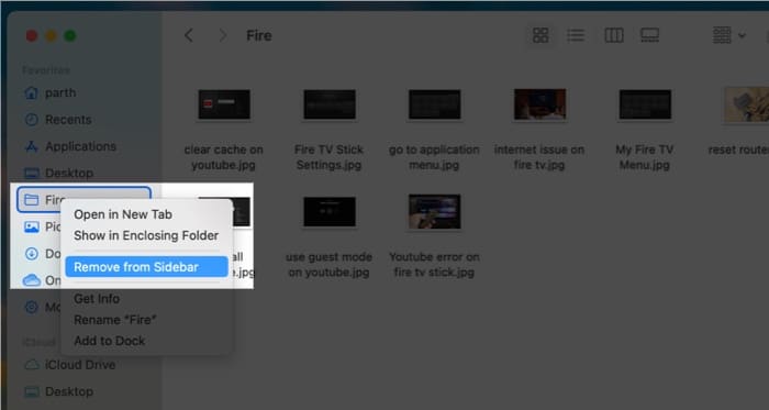 Remove the folder from Mac sidebar