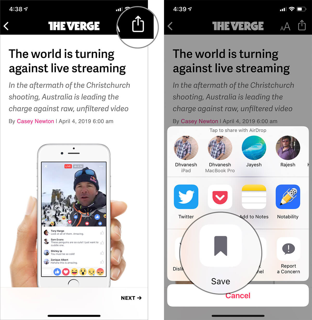 Saved apple news stories on iphone and ipad