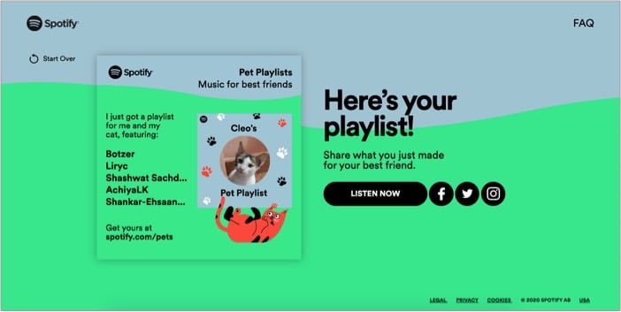 Share pet playlist with others from Spotify