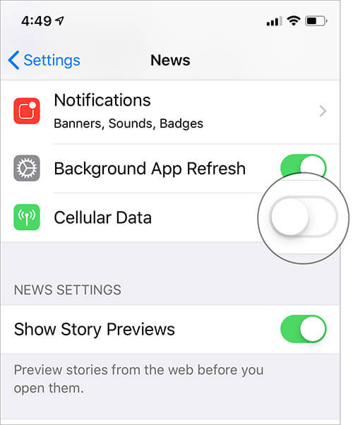 Stop apple news app from using mobile data on iphone and ipad