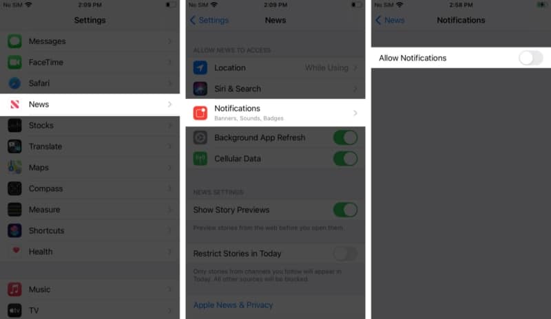Stop notifications from the News app on iPhone