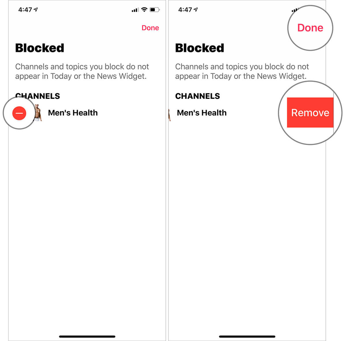 Unblock channels and topics in apple news app
