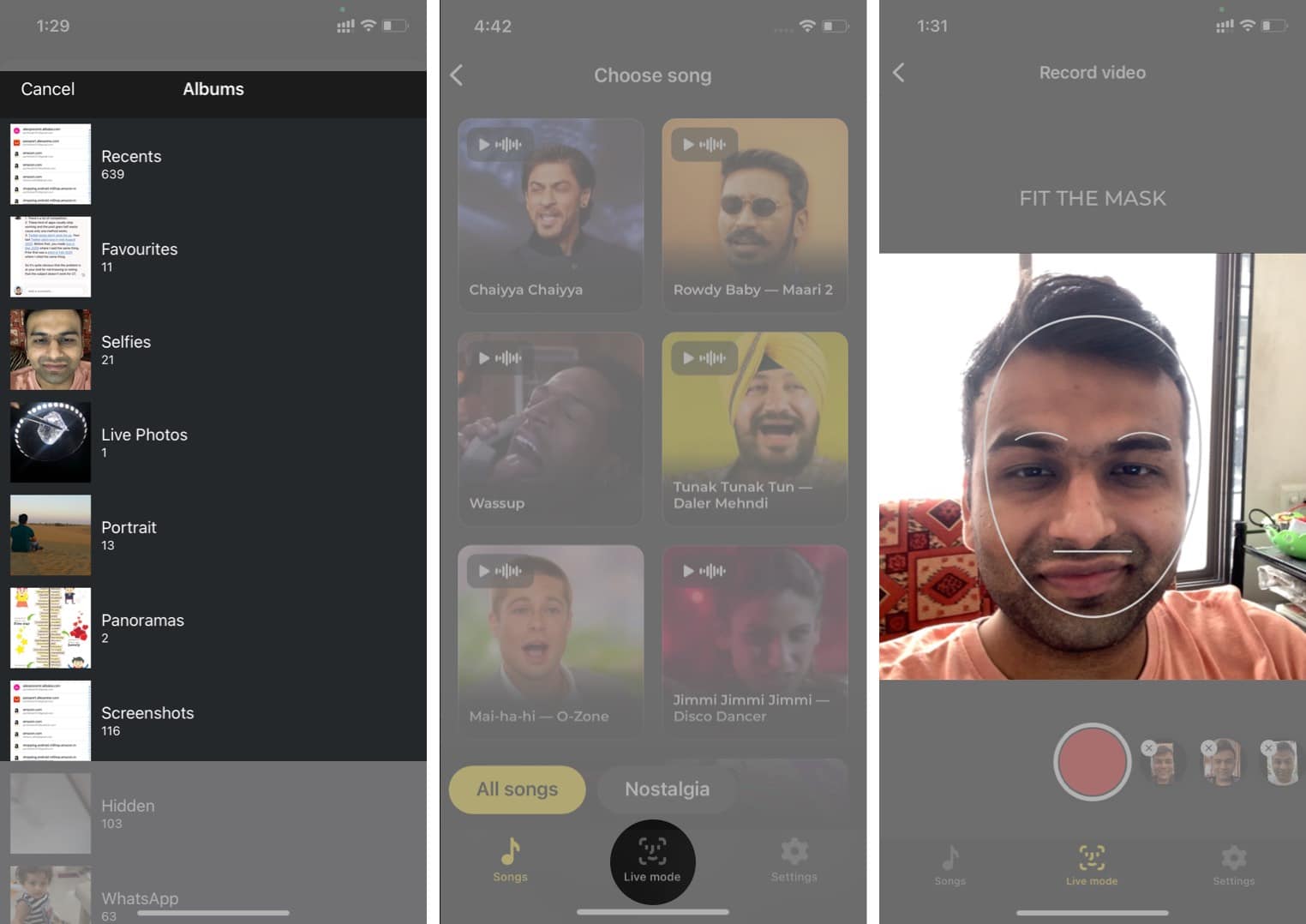 Verwenden Sie den Live-Modus in der Avatarify iPhone-App