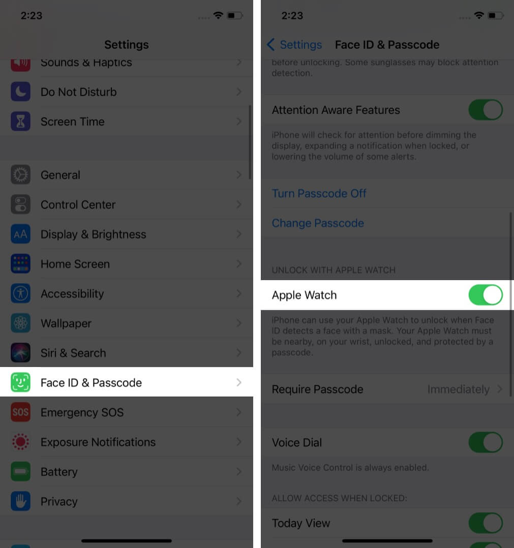 Enable unlock with Apple Watch feature on iPhone