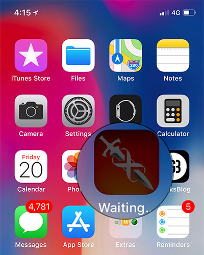 iPhone Home Screen with App Waiting to Download