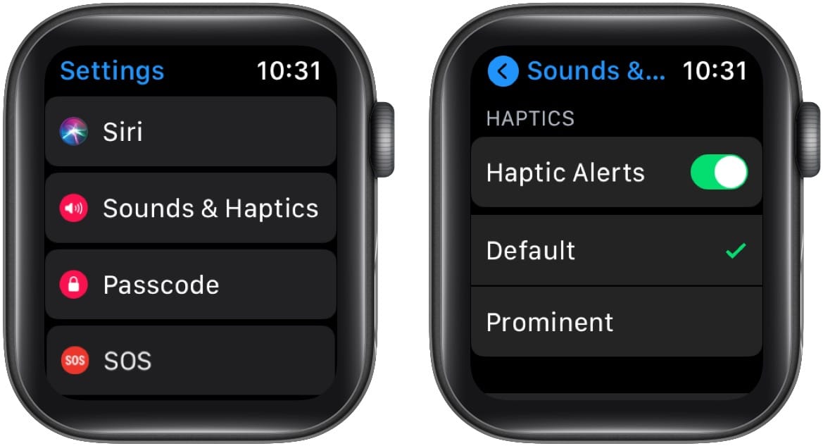 In watch Settings Tap Sounds and Haptics and enable Haptic Alerts