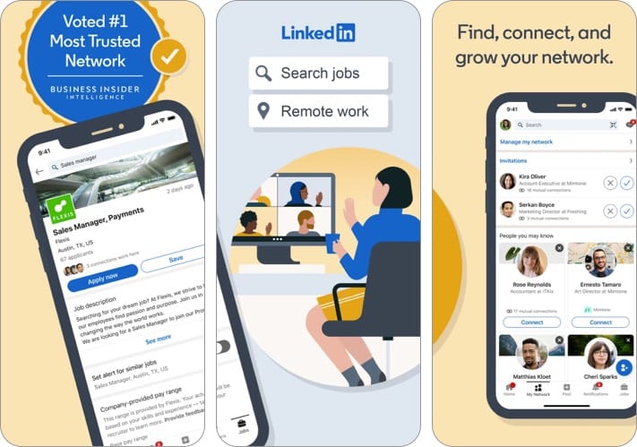 Linkedin social media app screenshot Linkedin social media app screenshot