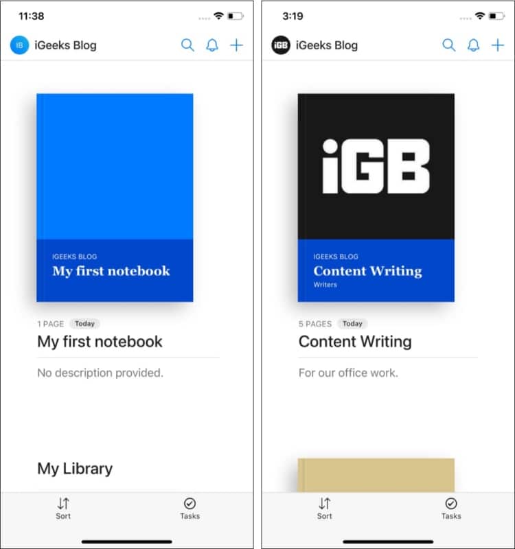 Notebooks in Hypernotes iOS app