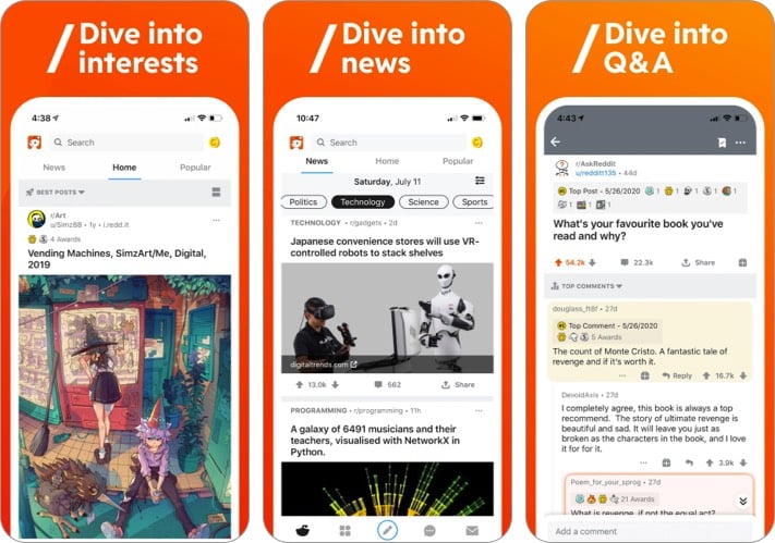 Reddit Social Media App Screenshot