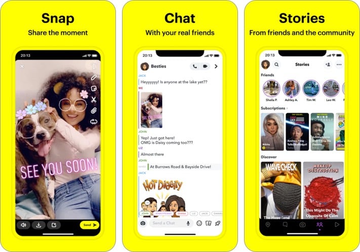 Snapchat social media app screenshot