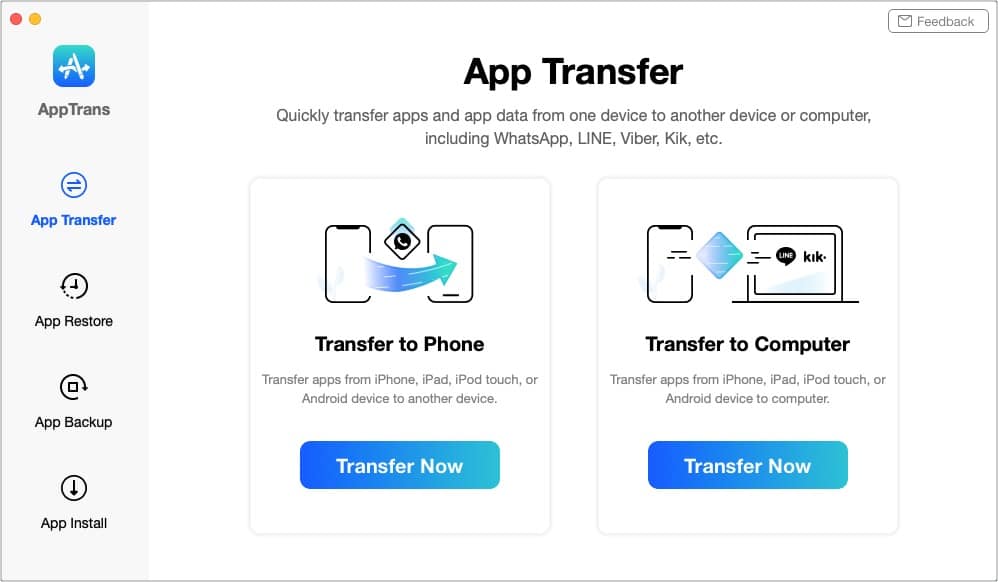 Transfer apps and their data to another phone or computer using AppTrans