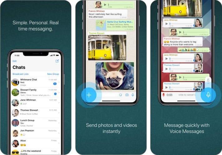 Whatsapp messenger social media app screenshot
