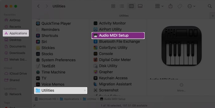Open Audio MIDI Setup from Finder on Mac