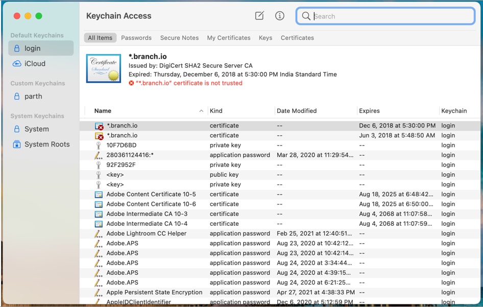 Open Keychain Access on Mac