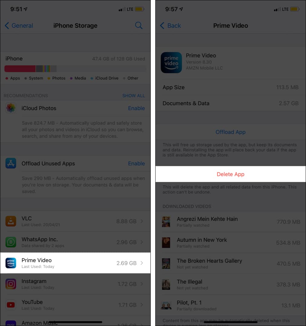 Delete iPhone apps from Settings app
