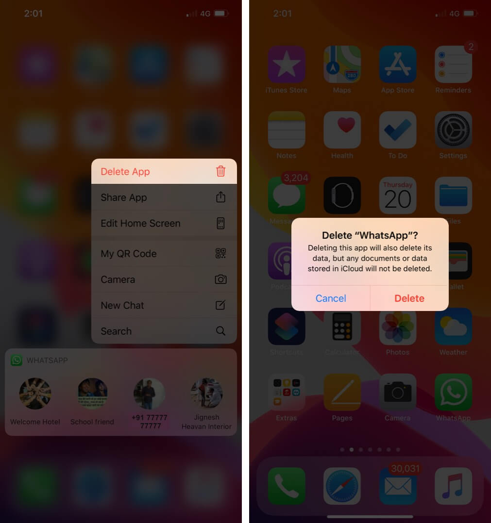 delete whatsapp on iphone