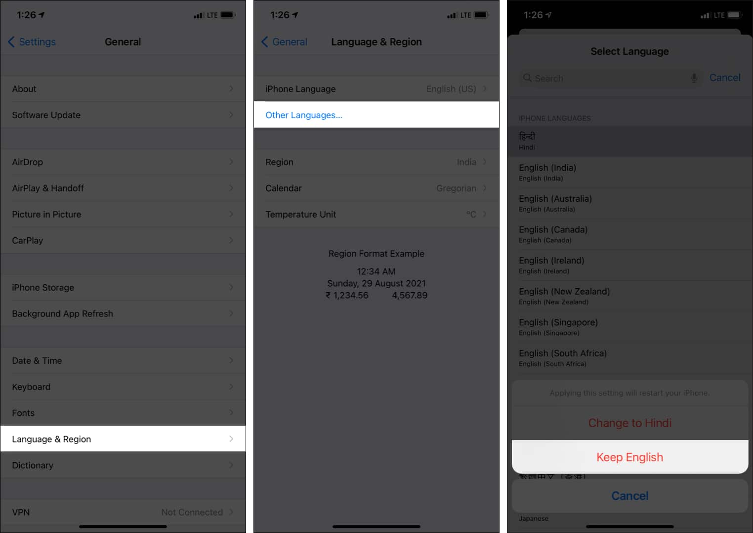 In iPhone Settings tap General Language and Region Other Languages and add new language