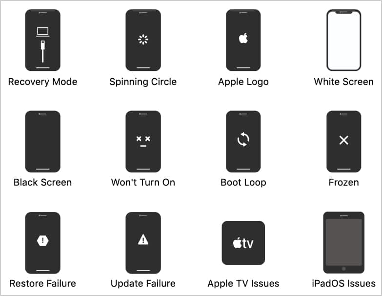 Some iPhone problems FixGo can solve