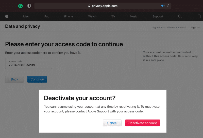 Deactivate your Apple ID account