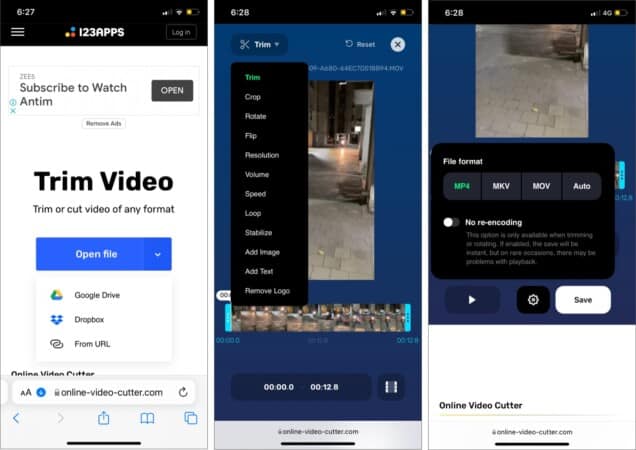 Edit any videos online on iPhone