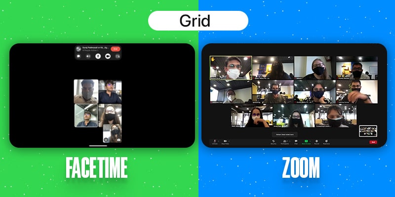 Facetime Vs. Zoom Grid view