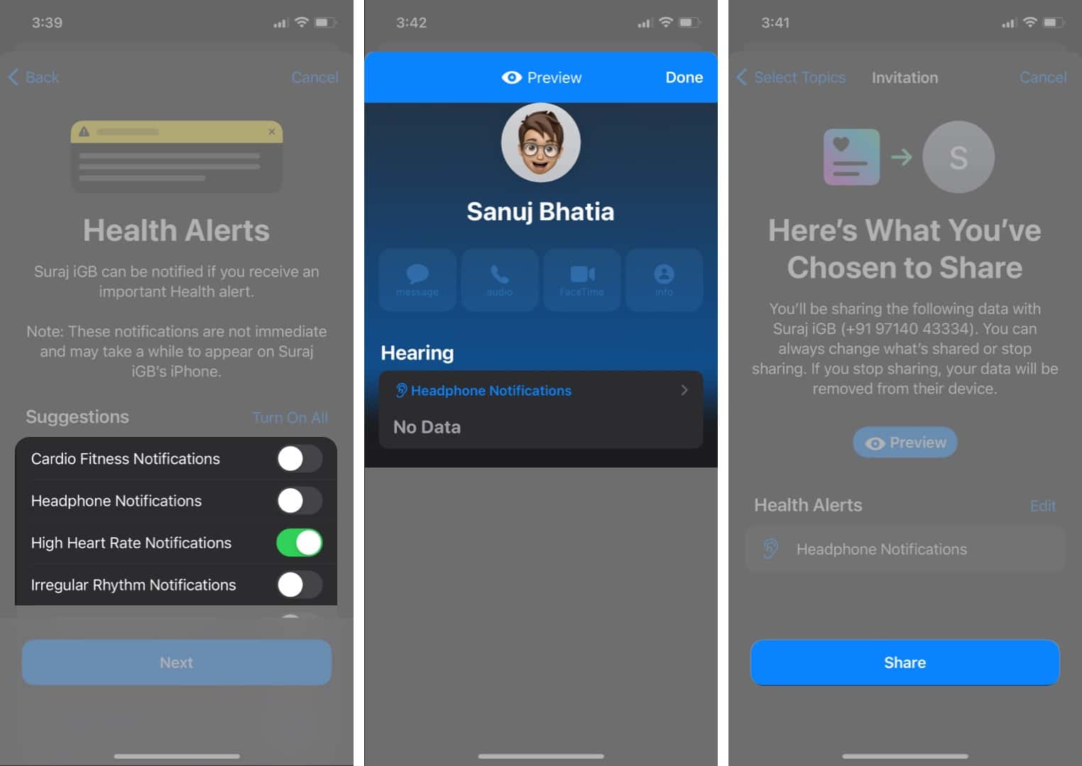 See Preview of how Health Sharing would look like on iPhone