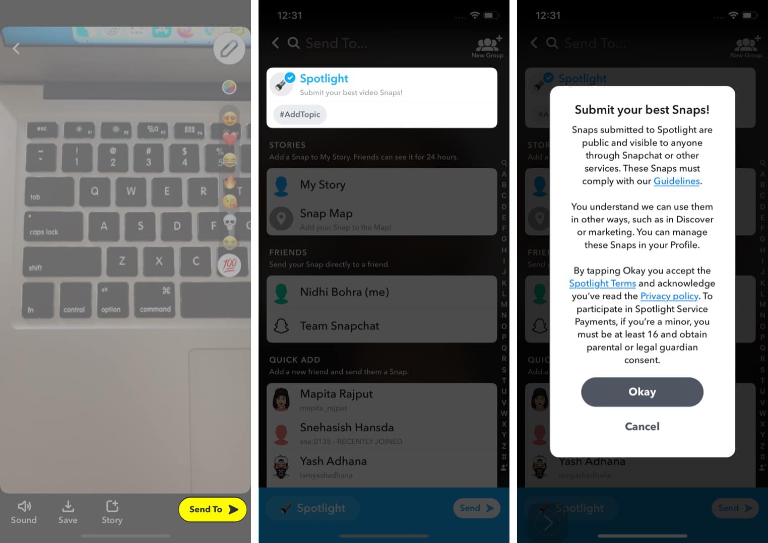Sende Spotlights über die Snapchat iPhone App