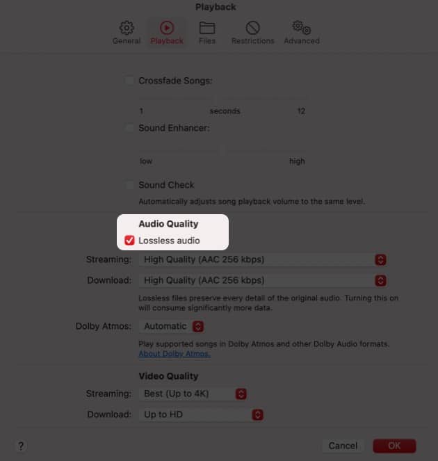 Check Lossless from Apple Music on Mac