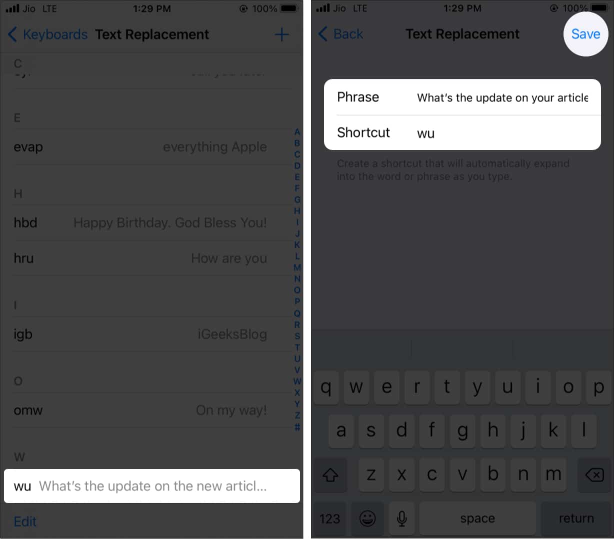 How to edit keyboard shortcuts on iPhone and iPad