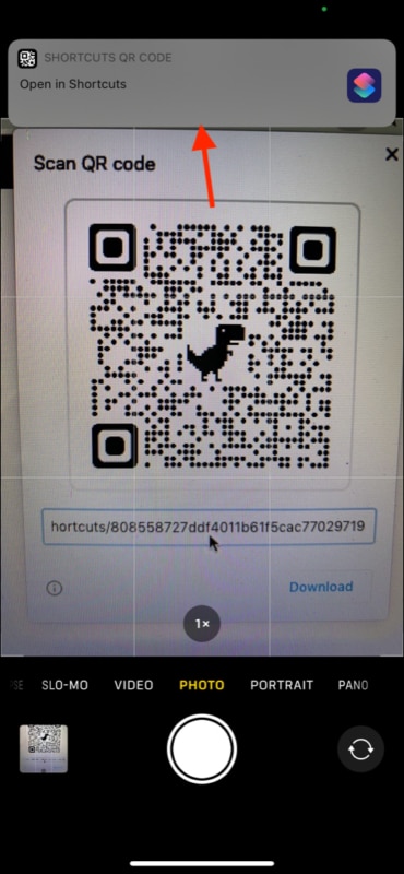 iPhone camera and scan Chrome QR Code